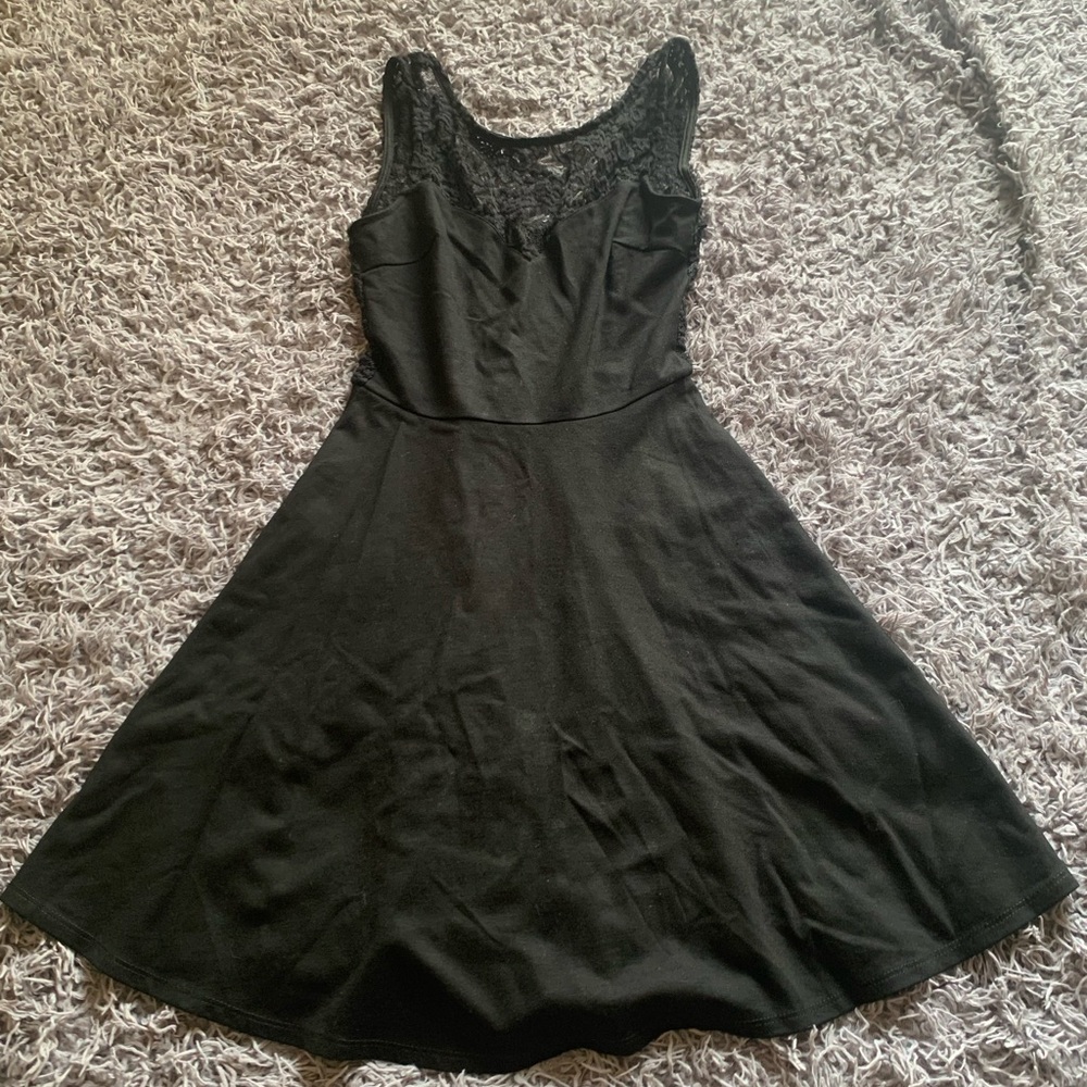 Black Dress with Floral Pattern chest & back